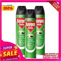 ไบกอน สเปรย์กำจัดยุง มด แมลงสาบ สีเขียว 600 มล. x 3 กระป๋องBaygon Green Spray Mosquito 600 ml x 3