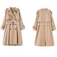 พร้อมส่ง 2สี ดำ,กากี เสื้อโค้ทตัวยาว trench coat