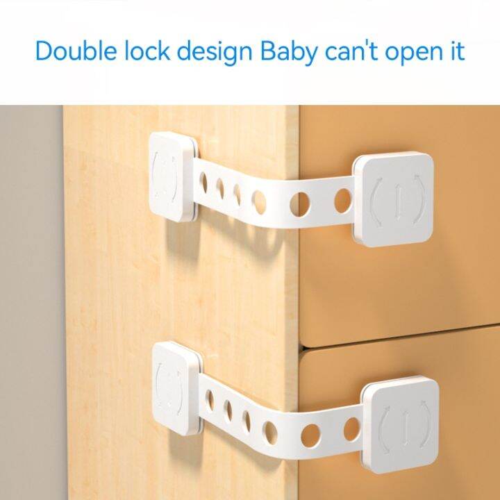 mirthbaby-5pack-white-safety-child-locks-for-cabinets-drawers-fridge-toilet-latches-baby-proofing-strap-locks