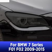 2ชิ้นไฟหน้ารถฟิล์มป้องกันใสสีดำด้านหน้าโคมไฟ TPU สติ๊กเกอร์สำหรับ BMW 7 Series F01 F02 2009-2015อุปกรณ์เสริม