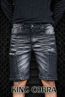 กางเกงขาสั้น..?[KING COBRA]? รุ่น KE04 สีดำฟอก MANTA DENIM เสริมกระเป๋าข้าง 2 จุด ล็อคโทรศัพท์ ผ้ายืดเยอะใส่สบาย