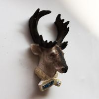 Finnish Creative Tourism Commemorative Decorative Crafts Three-Dimensional Elk Head Hand-Painted Magnetic Refrigerator Stickers With Gifts 【Refrigerator sticker】▪❉﹍