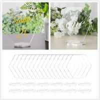 20pcs Clear Acrylic Hexagon Blank Place Cards 11cm/4.5in Table Sign Holder Name Tag Number Stand Wedding Birthday Party Decor Artificial Flowers  Plan