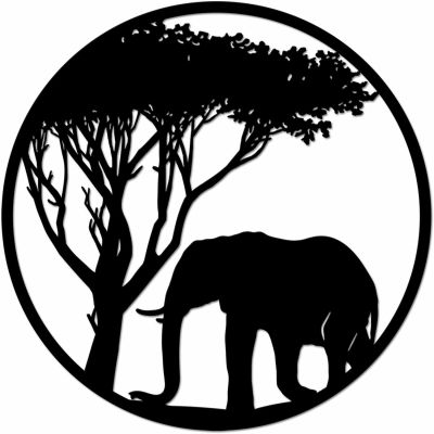 Elephant Metal Art African Animal and Tree Wall Sculptures Metal Animal Tree Art