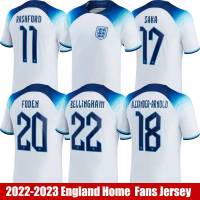 2022-2023 England Home Jersey Bellingham Rashford Fooen Saka Arnold Tshirts Sports Tee Plus Size