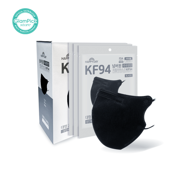HAPPYDAY 2D KF94 NUMBER ONE GUARD MASK (L) BLACK (25pcs/box) Lazada