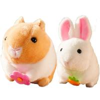 Stuffed Animals for Babies Lovely Clockwork Cute Soft Rabbit Hamster Doll Cute Stuffed Plush Animal Toys Wagging Tail Animal Dolls for Kids and Adults feasible