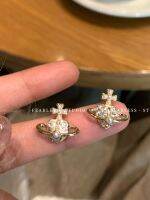 2023 Genuine  FEARLESS Korean niche design asymmetric pearl zircon earrings high-end exquisite planet earrings for women