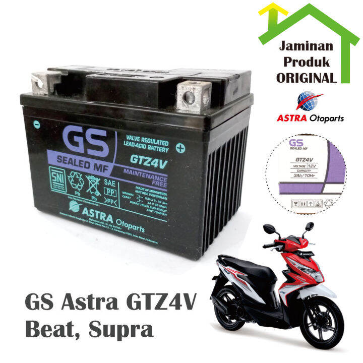 Gs Astra Aki Kering Gtz4v Motor Karisma Vario Beat Xeon M3 Accu 12v 3a 