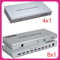 4K HDMI 8X1 Quad Multi-Viewer Switcher 8 In 1 Out สวิตช์ไร้รอยต่อ4X1ช่องมองภาพหลายหน้าจอตัวแปลงวิดีโอ