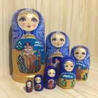 ไม้แบสวู้ดต๊กตาพื้นเมืองภาษารัสเซีย Matryoshka ของเด็กผู้หญิงใช้มือวาดตกแต่งตุ๊กตาผ้าของเล่นไม้ของเล่นประดิษฐ์ตุ๊กตาแม่ลูกดกของขวัญสำหรับเด็ก