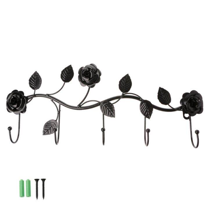 vintage-iron-rose-leaves-hook-coat-hat-bag-hanger-organizer-holder-wall-decor-0308-dropshipping