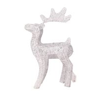 40cm Christmas Wrought Iron Deer with LED Light Glowing Elk Statue Glitter Sequins Reindeer Figurines Model Christmas Decoration