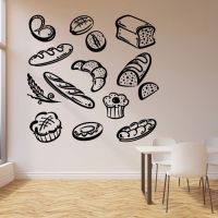 Bread Snack Wall Decal Bakehouse Baking Products Dessert Kitchen Restaurant Interior Decor Door Window Vinyl Stickers Mural Q176