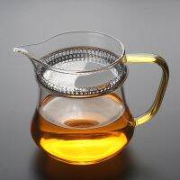 ✉℗♛ Heat-resistant glass tea set bubble cup with leak filter thickened fair teapot