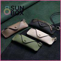 SUN BOX พร้อมสายคล้อง กระเป๋าใส่แว่นตา ป้องกันแรงกด หนังพียู เคสลายแว่นตา สากลสากลสากล ถุงเก็บแว่นกันแดด สำหรับผู้หญิง