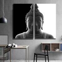 ☜✗■ Decoracion Hogar Modern Wall Art หัวพระพุทธรูปโปสเตอร์ผ้าใบสีดำสีขาวสำหรับห้องนั่งเล่นโปสเตอร์พิมพ์ภาพ Unframed