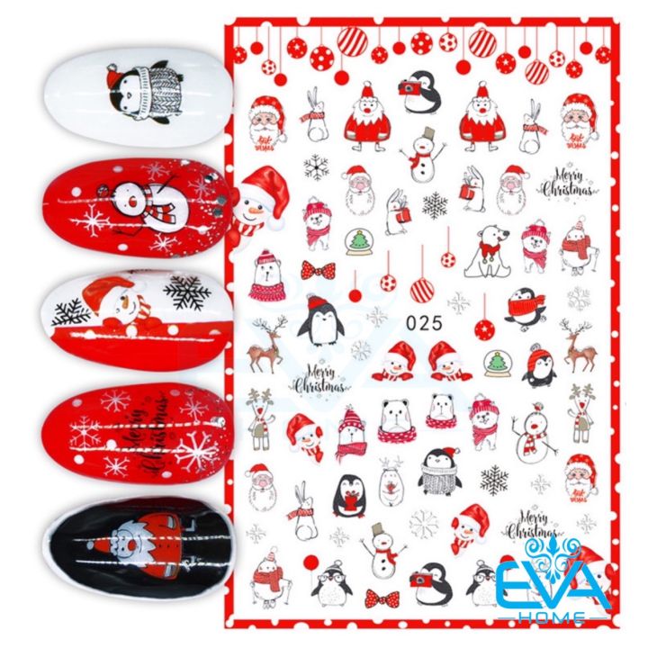 HCM]Decal Dán Móng Tay 3D Nail Sticker Hoạ Tiết Trang Trí Noel ...