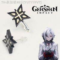 【hot】❉  Game Genshin Arlecchino Brincos para Mulheres Fatui The Knave Ear Studs Clips Acessórios de Jóias Presentes