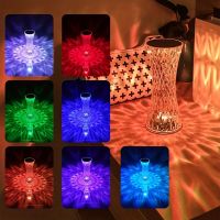 Diamond Table Lamp USB Rechargeable Crystal Projector Desk Lamps Acrylic Decor Night Lights Bedroom Bedside Led Lighting