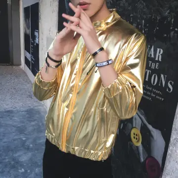 Mens shiny gold on sale jacket