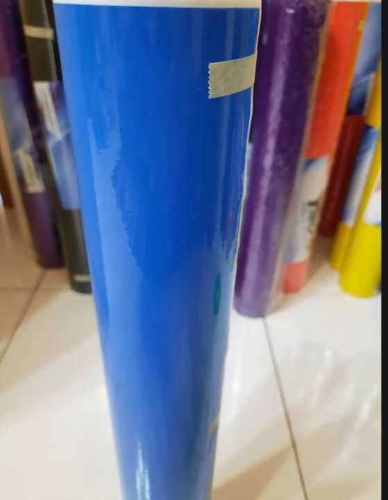 Stiker Skotlet Biru Glossy Lebar 45cm Panjang 1 Meter Stiker Motor Biru