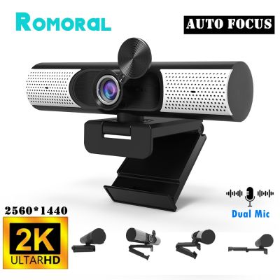 ZZOOI 2K Ultra HD Webcam Video Conference Camera Auto Focus With Dual-Mic-speaker 360Degree Rotate Mini Web Camera For PC Mac Laptop