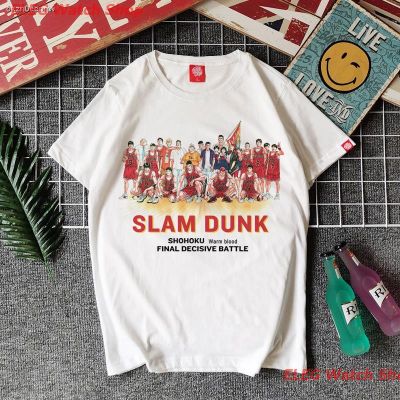 ข้อเสนอพิเศษ tshirt เสื้อยืดกีฬา Slam Dunk T-shirtSlam Dunk Master Co-branded เสื้อยืดชาย Rukawa Maple Sakuragi Flower Road อะนิเมะญีS-5XL