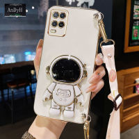 AnDyH Long Lanyard Casing For OPPO A54 4G Phone Case OPPO Realme8 5G Cute Astronaut Desk Holder Case