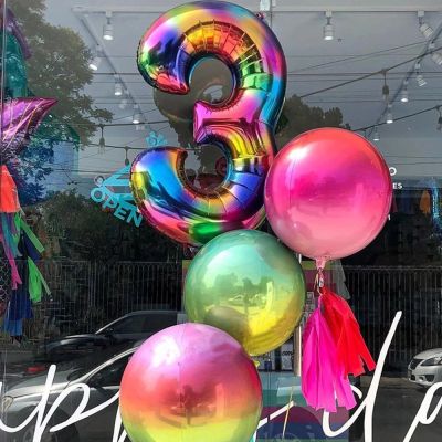 40inch Jelly New Rainbow Number Foil Balloons Happy Birthday Wedding Party Decoration Adult Colorful Unicorn Balloons Kids Gift Balloons