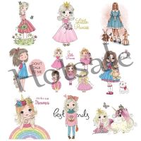 【hot sale】 ۞⊙ B15 Little Princess Heat Transfer Girl Iron On Patches Diy Hoodies Heat Press Appliqued Clothes Stickers Parches Ropa Patch