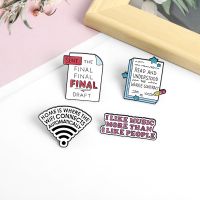 ตลกอ้างเคลือบ Pin Book Post-It WiFi เข็มกลัดกระเป๋าเป้สะพายหลัง Lapel Pin Badge การ์ตูนโลหะเครื่องประดับของขวัญสำหรับเพื่อน