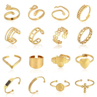【CC】 Snake Rings Statement Womens Punk Gold Color Jewelry