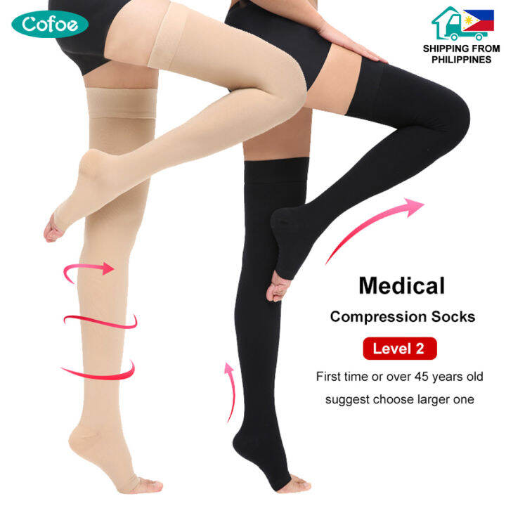 Cofoe 1 Pair Thigh Compression Socks Stokin Stoking Terapi Kaki Level 2 ...