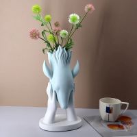 1Pcs Nordic Resin Animal Flower Pot Creative Hands Contact Elk Morandi Vase Home Crafts Deer Home Decoration