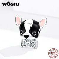 WOSTU 100% S925น่ารักChihuahua CZ Charm Fitสร้อยข้อมือและสร้อยคอDIYเครื่องประดับZBSCC1310 Sep