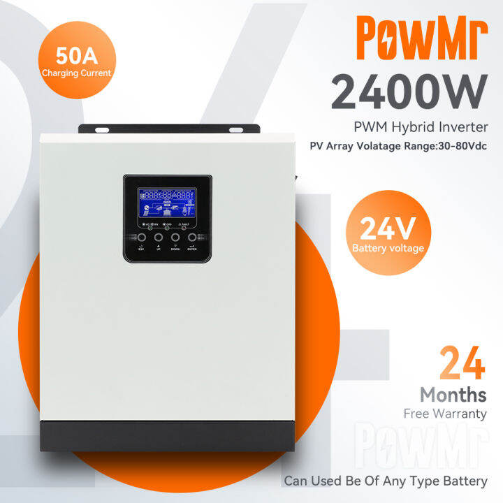 PowMr 3KVA Hybrid Solar Inverter 50/60hz 30~80Voc Pure Sine Wave ...