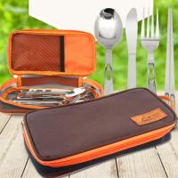 Tableware Storage Bag Hand Tote Carry Case Chopsticks Spoon Fork Holder for Outdoor Camping Hiking Picnic BBQ Travel Backpacking Flatware Sets