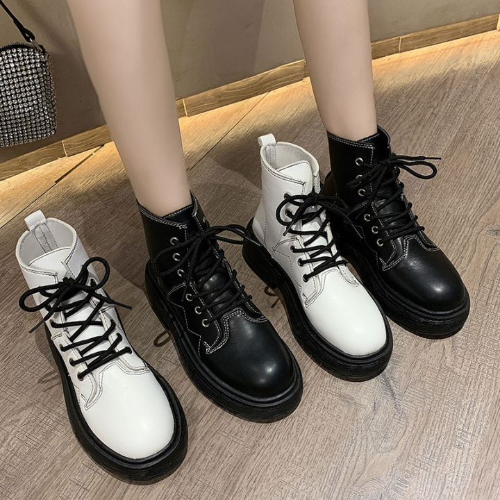 Bestseller Korea Fashion Ankle Boots WOmen Casual Thick Bottom white ...