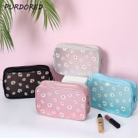 PURDORED 1 Pc Cute Daisy Cosmetic Bag Zipper Waterproof Cartoon Women Makeup Bag Travel Toiletry Bag Beauty Case Kosmetyczka