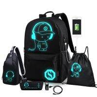 New School Backpack for Boy Girls Anime Cartoon Luminous Childrens Bags Anti-Theft Bookbag Daypack Shoulder Rucksack Laptop Bag