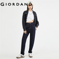 GIORDANO Women Jeans Half Elastic Waist Quality Zip Denim Jeans Classic Five-Pocket Simple Fashion Casual Denim Pants 18423608