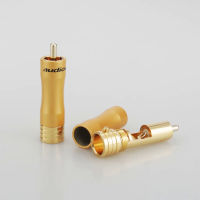 ใหม่4Pcs R015 24K Gold Plated RCA ปลั๊กอะแดปเตอร์เสียง Phono Gold Plated Solder Connector RCA ซ่อมปลาย HIFI 8มม. ปลั๊ก