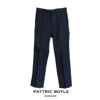 PATTRICBOYLE / HWN / RED DOBBY ON NAVY TROUSERS กางเกงขายาว สีกรมท่า พิมพ์ลายจุด สีแดง / HWN06106BL 06