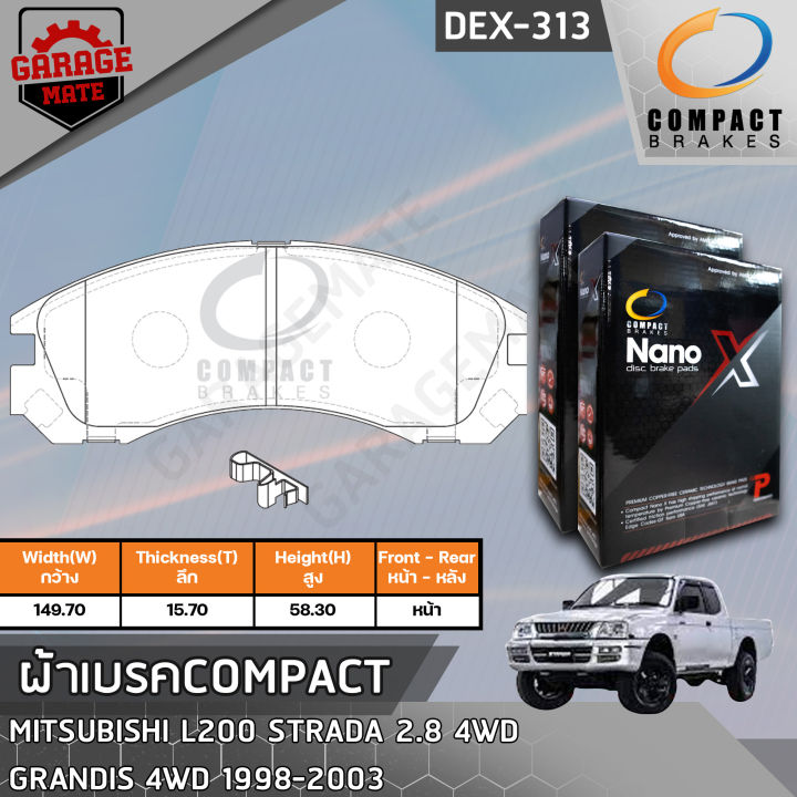 compact-ผ้าเบรคหน้า-mitsubishi-l200-strada-2-8-4wd-98-03-grandis-4wd-รหัส-313