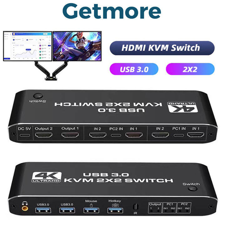 hdmi kvm switch dual monitor 2 in 1 out