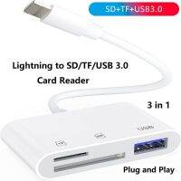 Lightning Ke Pembaca Kad SD Unpenyesuai Kamera USB 3 Dalam 1 USB อะแดปเตอร์ OTG Serasi SDTF Kad อะแดปเตอร์3.0สำหรับ USB