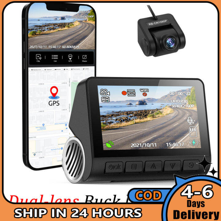 v55-dash-cam-4k-พร้อมหน้าจอ-ultra-clear-parking-monitor-เทปคู่-wifi-gps-driving-recorder-wi-fi-car-camera