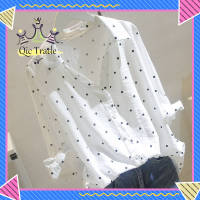 【จัดส่งที่รวดเร็ว✨】Women Polka Dot Printing T-shirt Trendy Large Size Loose Casual Blouse V Neck Half Sleeves Tops