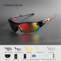 Comaxsun แว่นตากันแดดโพลาไรซ์สำหรับผู้ชาย,แว่นตากันแดดสำหรับใส่ขับรถจักรยานเสือภูเขาแว่นตาปั่นจักรยานถนนแว่นตาเพ่งป้องกัน5เลน816